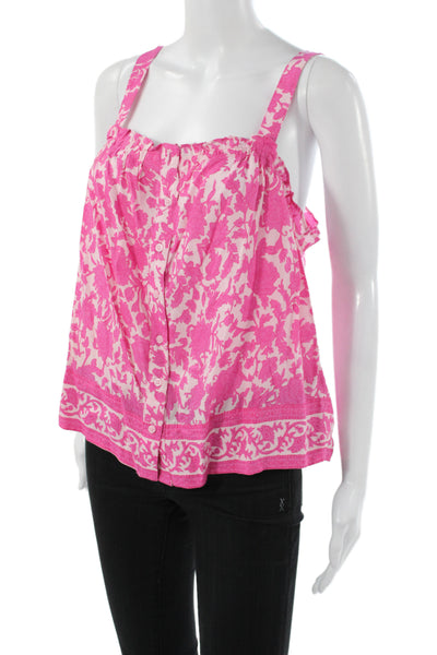 J Crew Womens Pink Floral Square Neck Sleeveless Camisole Size M