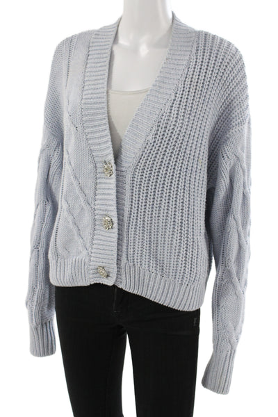 Pistola Womens Cardigan Blue V-Neck Long Sleeve 55% Cotton Size S