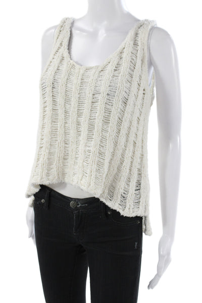 Zara Knit Womens Sleeveless Scoop Neck Pullover Sweater White Size M
