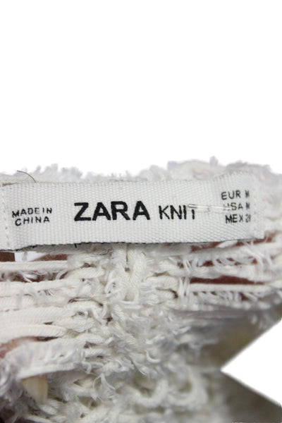 Zara Knit Womens Sleeveless Scoop Neck Pullover Sweater White Size M