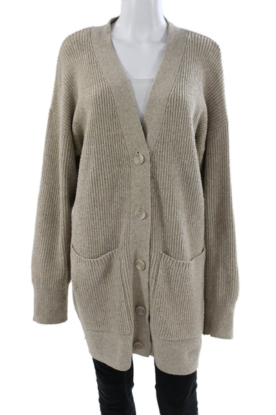 Zara Womens Cardigan Beige V-Neck Long Sleeve Polyester Casual Size M