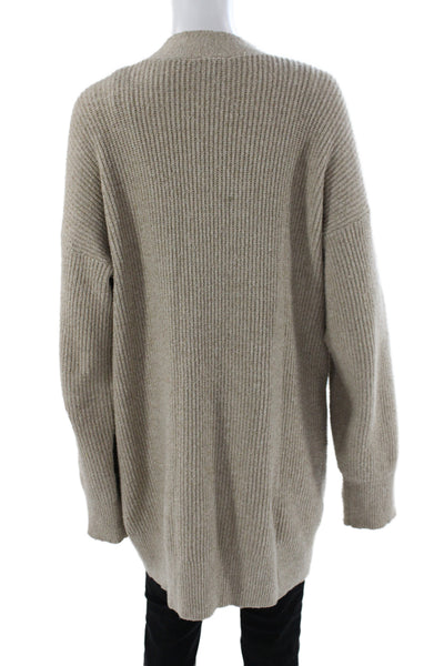 Zara Womens Cardigan Beige V-Neck Long Sleeve Polyester Casual Size M