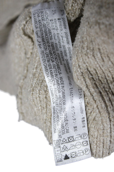 Zara Womens Cardigan Beige V-Neck Long Sleeve Polyester Casual Size M