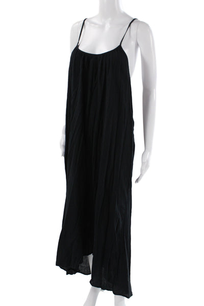 Madewell Women Black Maxi Dress Sleeveless Scoop Neck Cotton Mid-Calf Size M