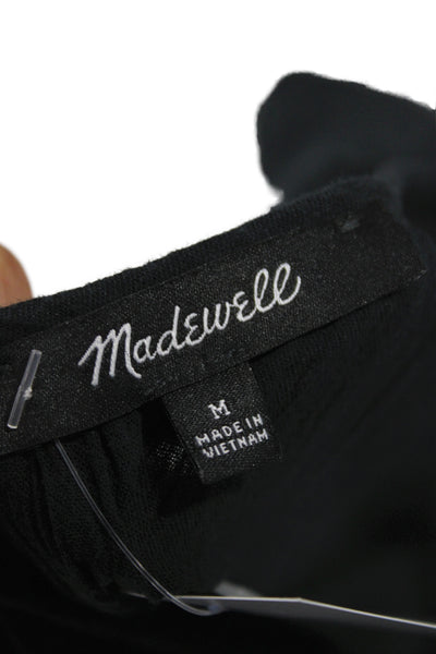 Madewell Women Black Maxi Dress Sleeveless Scoop Neck Cotton Mid-Calf Size M