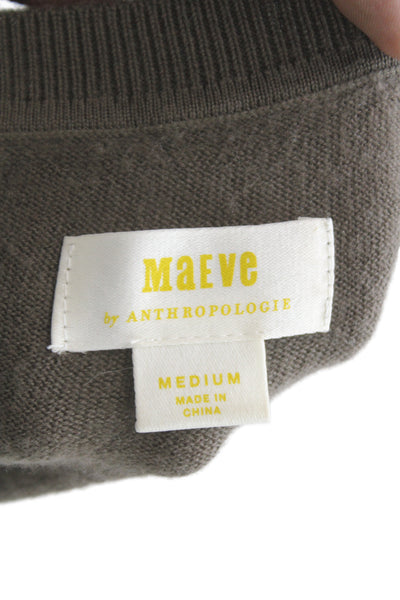 Maeve Anthropologie Womens Pullover Merino Wool Crewneck Brown Size M