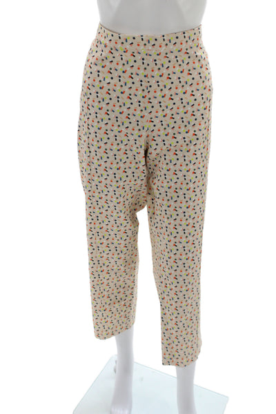 Akris Punto Womens Cropped Beige Geometric Cotton Pants Zip Size 16