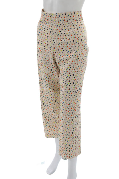 Akris Punto Womens Cropped Beige Geometric Cotton Pants Zip Size 16