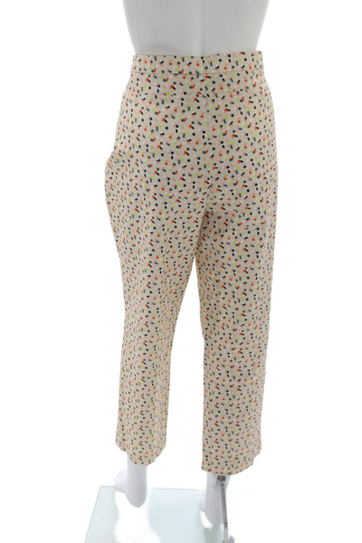 Akris Punto Womens Cropped Beige Geometric Cotton Pants Zip Size 16