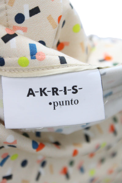 Akris Punto Womens Cropped Beige Geometric Cotton Pants Zip Size 16