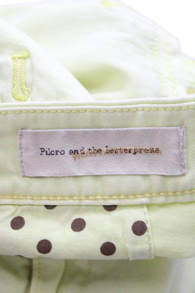 Pilcro Anthropologie Womens Polka Dot Chino Pants Green Size 32