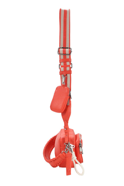 Desigual Womens Faux Leather Silver Tone Crossbody Shoulder Handbag Orange