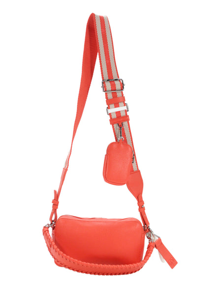 Desigual Womens Faux Leather Silver Tone Crossbody Shoulder Handbag Orange