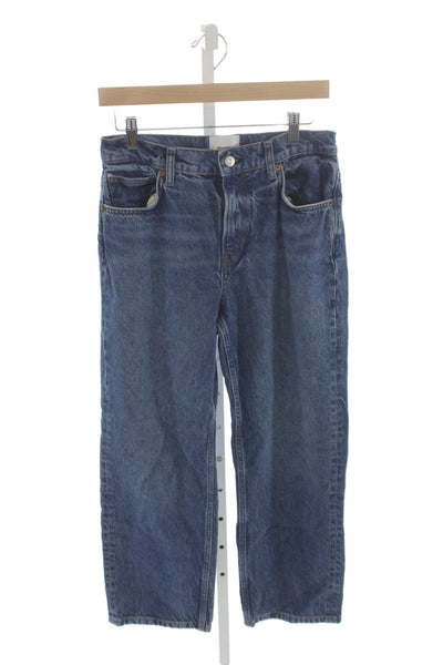 Reformation Women Blue Cropped High Rise Jeans Cotton Blend Button Fly Size 26