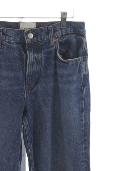 Reformation Women Blue Cropped High Rise Jeans Cotton Blend Button Fly Size 26