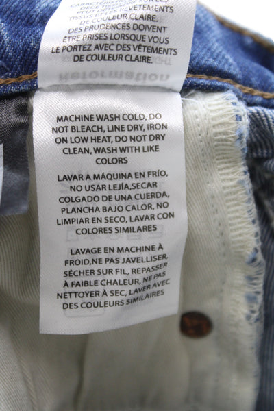 Reformation Women Blue Cropped High Rise Jeans Cotton Blend Button Fly Size 26
