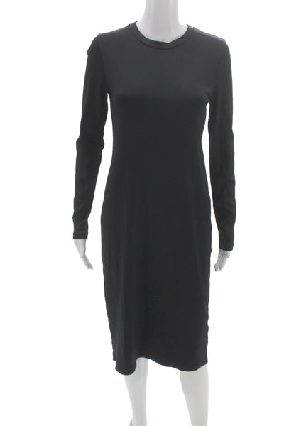 Rag & Bone Women Sheath Dress Black Cotton Long Sleeve Crew Neck Size M