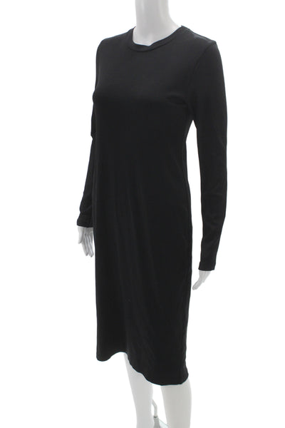 Rag & Bone Women Sheath Dress Black Cotton Long Sleeve Crew Neck Size M