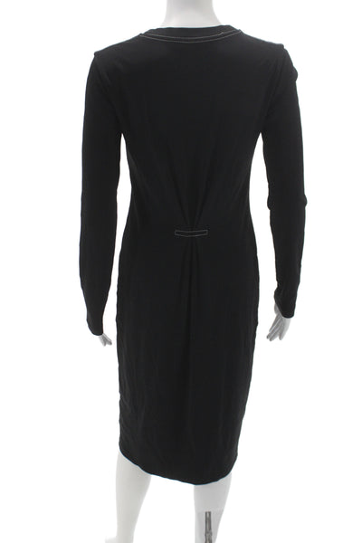 Rag & Bone Women Sheath Dress Black Cotton Long Sleeve Crew Neck Size M