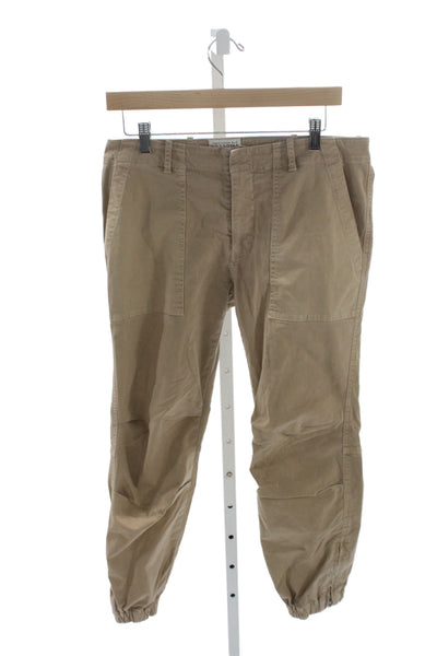 Nili Lotan Women Beige Jogger Pants Button Closure Size 8