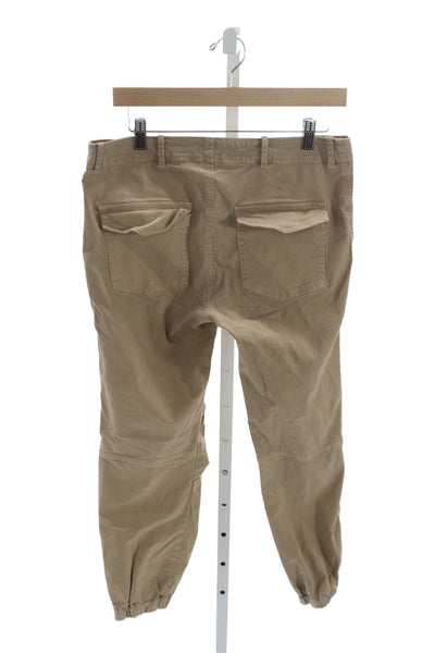 Nili Lotan Women Beige Jogger Pants Button Closure Size 8