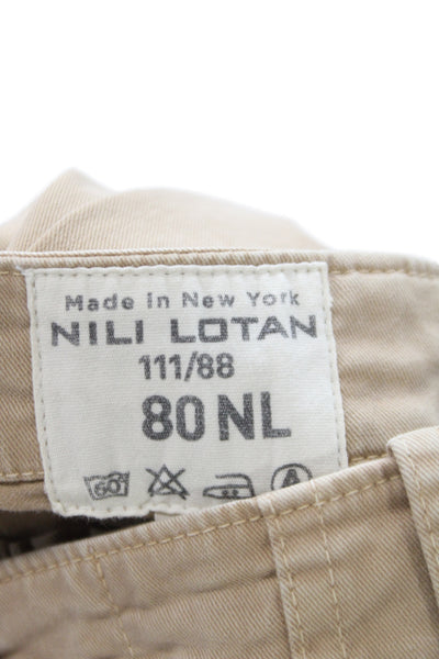 Nili Lotan Women Beige Jogger Pants Button Closure Size 8