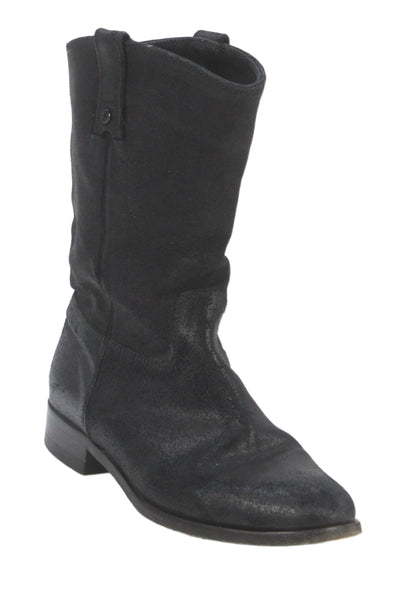 Jimmy Choo Womens Leather Pull On Western Ankle Boots Black Size 38 8