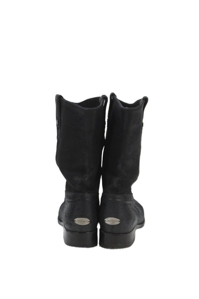 Jimmy Choo Womens Leather Pull On Western Ankle Boots Black Size 38 8