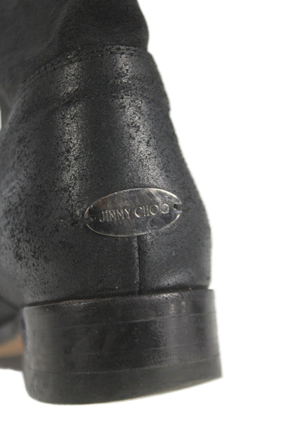 Jimmy Choo Womens Leather Pull On Western Ankle Boots Black Size 38 8
