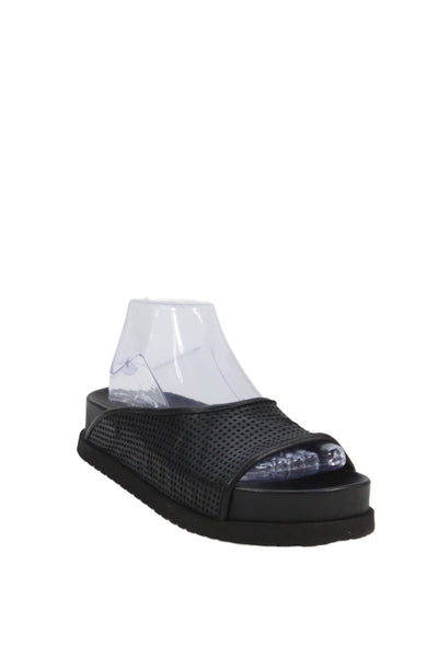 Patrizia Bonfanti Womens Perforated Leather Sandals Black Size 7.5 Medium
