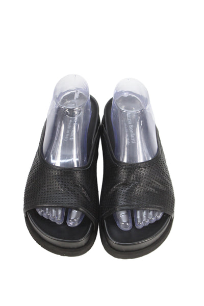 Patrizia Bonfanti Womens Perforated Leather Sandals Black Size 7.5 Medium