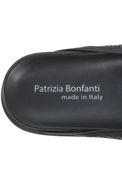 Patrizia Bonfanti Womens Perforated Leather Sandals Black Size 7.5 Medium