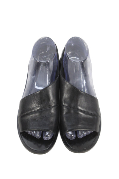 Vince Womens Leather Slide On Cut Out Sandals Black Size 7.5 Medium