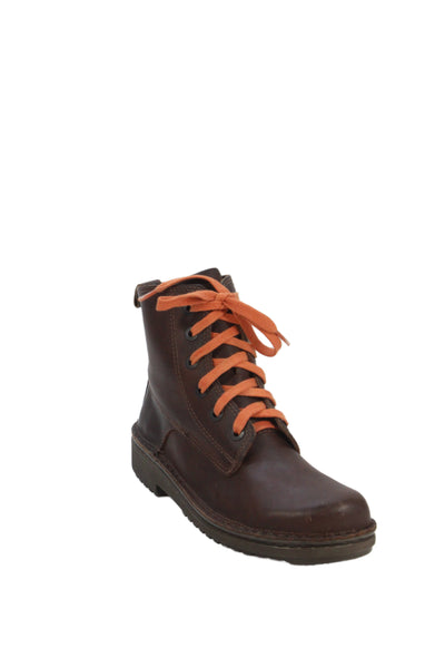 Naot Womens Leather Lace Up Ankle Boots Mahogany Brown Size 38 8