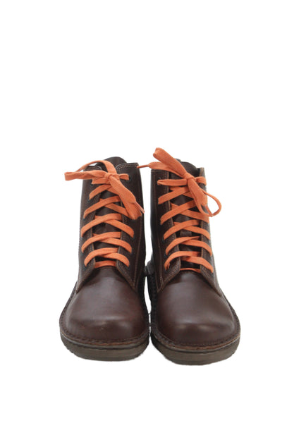 Naot Womens Leather Lace Up Ankle Boots Mahogany Brown Size 38 8