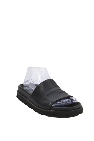 Patrizia Bonfanti Womens Leather Slide On Casual Sandals Black Size 38 8