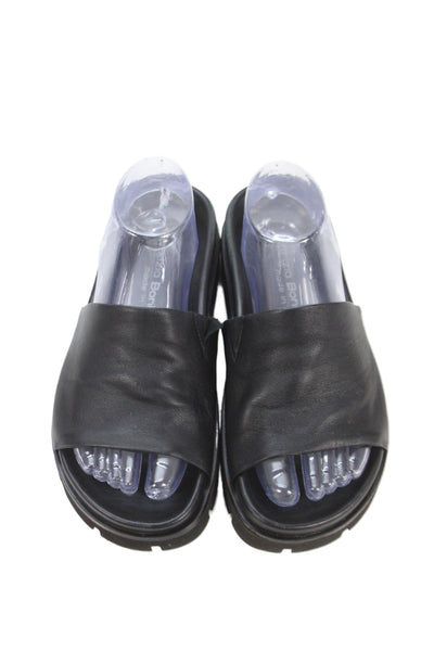 Patrizia Bonfanti Womens Leather Slide On Casual Sandals Black Size 38 8