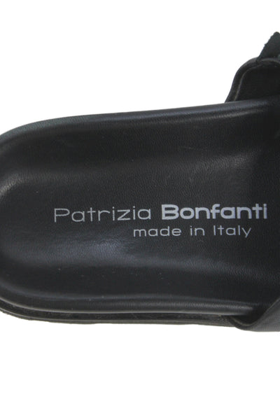 Patrizia Bonfanti Womens Leather Slide On Casual Sandals Black Size 38 8