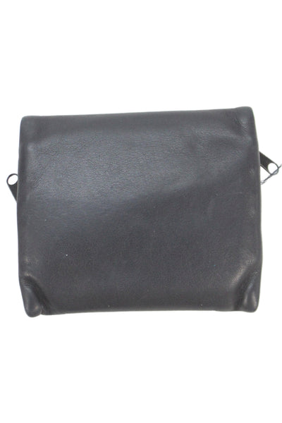 Eileen Fisher Womens Leather Flap Button Closure Wallet Black