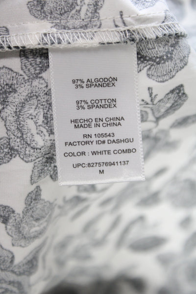 Thakoon Women Black Floral Collared Tunic Blouse Long Sleeve Button Cuff Size M