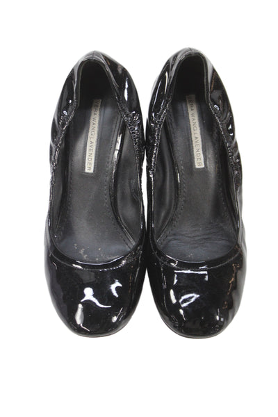 Vera Wang Lavender Label Womens Patent Leather Wedge Heels Black Size 7.5