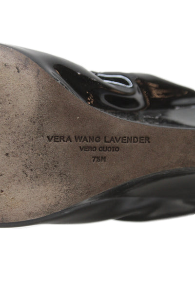 Vera Wang Lavender Label Womens Patent Leather Wedge Heels Black Size 7.5