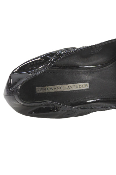Vera Wang Lavender Label Womens Patent Leather Wedge Heels Black Size 7.5