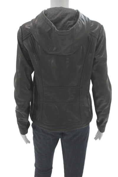 Carbon2Cobalt Womens Biker Lamb Leather Jacket Brown Zip Long Sleeve Size S