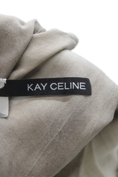 Kay Celine Womens Tunic Blouse Beige Long Sleeve Round Neck Size M