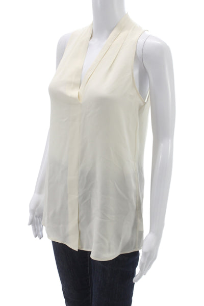 Theory Womens Silk V-Neck Sleeveless Blouse Ivory Basic Size PP