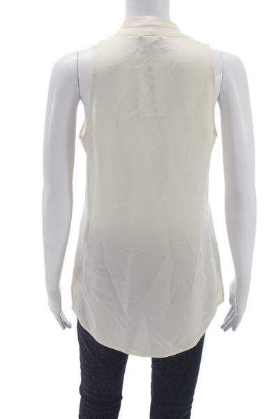 Theory Womens Silk V-Neck Sleeveless Blouse Ivory Basic Size PP
