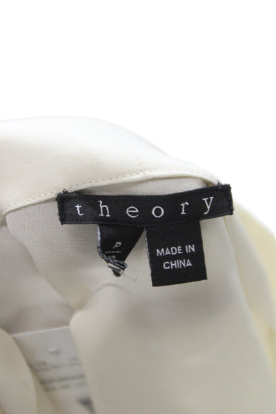 Theory Womens Silk V-Neck Sleeveless Blouse Ivory Basic Size PP