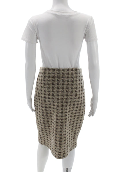 St. John Collection By Marie Gray Women Straight Pencil Skirt Beige Wool Size 8