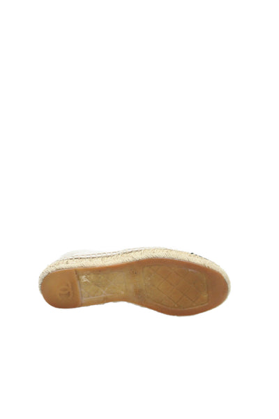 Chanel Women's Round Toe Espadrille Slip-On Loafers Shoes Beige Size 6.5